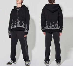 Streetwear full face <b>zip</b> hoodie cotton fleece oversized <b>zip</b> <b>up</b> hoodie unisex full <b>zip</b> face cover - Product Image 2