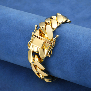 Bracelet pour homme en argent 925 plaqué or, maillons cubains, chaîne gourmette épaisse, bijou de luxe et de caractère - Product Image 4