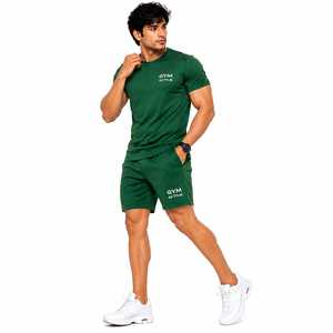 GYM ACTIVE Conjunto de Camiseta Deportiva Verde Vintage para Hombre, Estilo Invernal, Cuello Alto, Manga Corta, Secado Rápido, Tejido Ecológico 100% - Product Image 5
