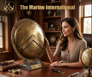 Escudo Marino Internacional de Acero Sólido, Circular de 28 Pulgadas, Chapado en Oro Pulido, Decoración Coleccionable Antigua - Product Image 1
