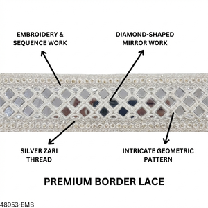 ริบบิ้นลูกไม้ปักลายกระจกสีขาวพรีเมียม สำหรับชุดเจ้าสาว งานฝีมือสุดหรู - Product Image 6
