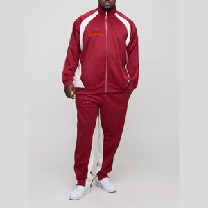 Ensemble de survêtement personnalisé pour homme, coupe-vent, avec veste zippée et pantalon de jogging, grande taille, pour l'automne, avec logo brodé - Product Image 1