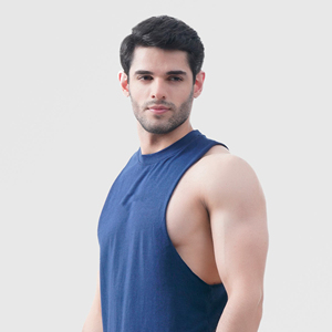 Débardeur sans manches bleu marine pour homme, col rond, tricoté, uni, décontracté, pour l'entraînement, la salle de sport, le quotidien - Product Image 2