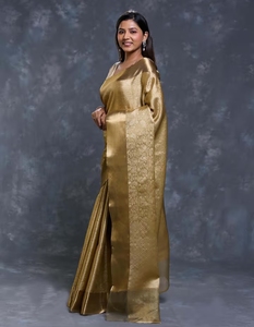Sari de tela Tanchui KV Gold para mujer con blusa sin coser - Product Image 4