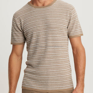 T-shirts en lin et coton pour hommes, T-shirt à manches courtes pour hommes, T-shirt en tricot à col rond pour l'été, T-shirts personnalisés avec logo - Product Image 4