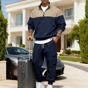 PASUXI Tuta Sportiva da Uomo a Blocchi di Colore, Vestibilità Ampia, Stile <span class=keywords><strong>Cargo</strong></span>, con <span class=keywords><strong>Felpa</strong></span> con Collo Alto <span class=keywords><strong>e</strong></span> Pantaloni Jogger, Set 2 Pezzi - Product Image 4