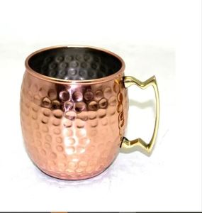 Quality Eco-Friendly Brass and Stainless Steel Hammered <b>Mug</b> with Copper Plating Polished Finish Handle and Straw in Bulk - Product Image 4