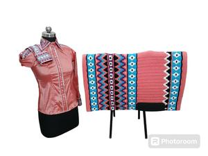 Manta de Silla de Montar de Lana Tejida a Mano Colorida para Caballo, Almohadilla de Silla de Montar para Exhibición Western, Patrón Personalizado, Equipo Ecuestre Misha International - Product Image 1