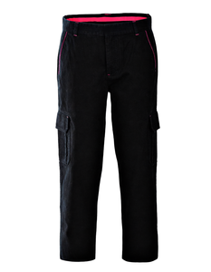 Men's <b>Black</b> Polyester <b>Work</b> <b>Pants</b> Pink Trim Cargo Pockets Abrasion Resistant CE Certified Breathable Needle Detection Uniform - Product Image 1