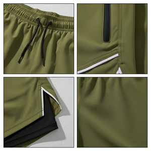 Shorts de course pour homme, double couche, respirants, avec poche zippée, production personnalisée. - Product Image 5