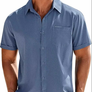 <b>Men's</b> Casual Button Down <b>Shirts</b> Short Sleeve <b>Beach</b> Summer <b>Shirt</b> Vacation Wedding <b>Shirts</b> with Pocket - Product Image 2