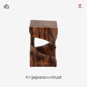 Mesa Auxiliar de Madera de Teca Sólida con Diseño Espiral Hecho a Mano, Taburete Decorativo para Sala de Estar, Jepara, Indonesia - Product Image 2