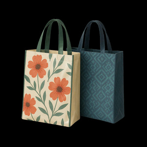 กระเป๋าช้อปปิ้งผ้าทอแบบใช้ซ้ำได้ เป็นมิตรกับสิ่งแวดล้อม ผลิตแบบ OEM/ODM  กระเป๋าโท้ทผ้าทอ PP รีไซเคิล ลายดอกไม้ สำหรับซูเปอร์มาร์เก็ต - Product Image 3