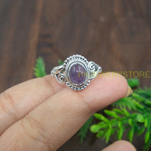 Natural Purple Amethyst 925 Sterling <b>Silver</b> <b>Ring</b> Handmade Vintage Boho <b>Statement</b> Gemstone <b>Ring</b> for Women Wholesale Jewelry - Product Image 6