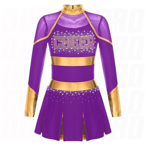 Girls Shiny Rhinestone Cheer Leader Uniform Outfit Sleeveless Zipper Back Cheerleading Dance Dress <b>Sparkly</b> Performance Uniforms - Product Image 4