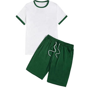 Ensemble de vêtements de sport décontractés pour hommes de haute qualité, imprimés, été, 100% coton, légers, t-shirts à manches courtes, shorts, logo, course à pied - Product Image 6