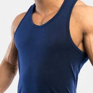 <b>Men's</b> Customizable Sleeveless Spandex <b>Tank</b> <b>Top</b> Puff Print Embroidered Gym Stringer Casual Wholesale Price Knitted Weaving Method - Product Image 4
