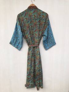 เดรสผ้าไหมพิมพ์ลายดอกไม้สไตล์โบฮีเมียนสำหรับผู้หญิง แขนยาว ปิดคลุมทั้งตัว พร้อมเข็มขัด ชุดฤดูร้อน ราคาขายส่ง - Product Image 4