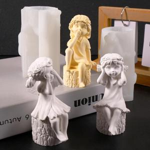 Molde de Silicona para Macetas con Diseño de Ángel, Alas, Plantas Verdes y Flores, Estilo Pastoral - Product Image 1