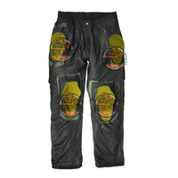 Pantalon de moto pour homme, noir, coupe-vent, textile, avec patchs logo, toutes saisons, équipement moto