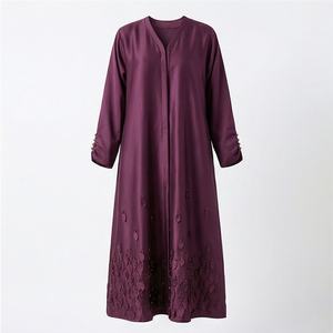 2025 OEM Kimono Abaya pour femmes musulmanes, en tissu polyester épais, doux et très extensible, col en V, manches longues, pour fêtes, Ramadan, mariages - Product Image 1