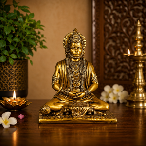Figura de Resina Hecha a Mano de Hanuman de EOB International, Estatua Tradicional Religiosa para Decoración de Diwali, Escultura de Sobremesa con Acabado Brillante - Product Image 1