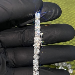 <b>Iced</b> <b>Out</b> VVS Moissanite Diamond Hip Hop Luxury <b>Chain</b> Unisex for IGI Certified RATAN JEWELS Tennis Link Round Diamond Necklace - Product Image 2