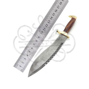 Cuchillo Bowie de Acero de Damasco Hecho a Mano, Hoja Afilada con Funda de Cuero, 256 Capas - Product Image 1