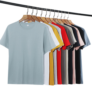 เสื้อยืดเปล่าสีพื้นพิมพ์ลายแขนสั้นลำลองผ้าฝ้าย 100% 220gsm สกรีนโลโก้ตามสั่งขายส่งสำหรับทุกเพศ - Product Image 1