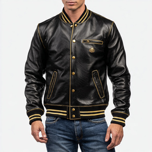 Nueva Chaqueta Varsity de Cuero con Cremallera para Hombre, Chaquetas Varsity Personalizadas de Moda Urbana, Chaqueta Varsity de Cuero con Cremallera para Hombre - Product Image 6