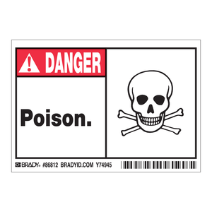 Étiquettes adhésives Brady Danger Poison pour l'identification des risques chimiques en laboratoire, PVC durable - Product Image 3