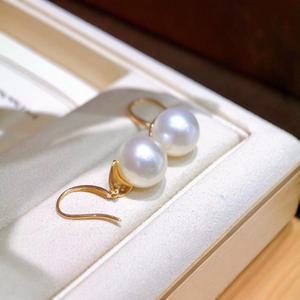 Boucles d'oreilles en argent pur S925 haut de gamme avec perles naturelles de 10-11 mm, épaisses, texturées, élégantes et luxueuses, assorties d'un cadeau - Product Image 2