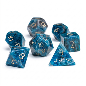 High quality stone dice crystal Blue Apatite natural crystal reiki healing gemstones Engraved custom dice set Vikings - Product Image 1