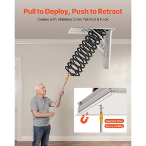 Scala per Soffitta in Acciaio Legato con Capacità di 660 LBS/299,4 KG, Altezza Soffitto 9,5-10,2 Piedi, Dimensioni Apertura 39,4 X 27,5 Pollici - Product Image 5