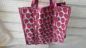 Quilted Kantha Stitch Geometric Pattern <b>Foldable</b> Rope Handle Cotton Tote <b>Bag</b> Eco Friendly Reusable Shoulder Handbag - Product Image 4