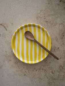 Handmade <b>Ceramic</b> Serving <b>Plates</b> Set Red Grid Stripe Pattern Rectangular Round Dishes Wabi Sabi Design Dishware - Product Image 2