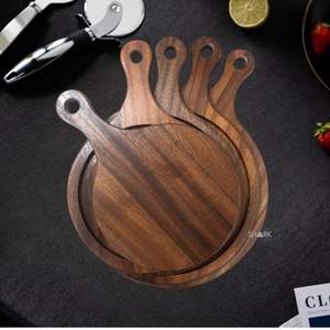 Assiette en bois pour steak et pizza en gros |   Assiette de service ronde en bois massif |   Approvisionnement en gros - Product Image 4