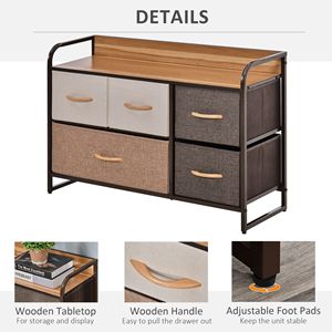 Comò con Struttura in Metallo Multicolore, 5 Cassetti e Cassettiera per Camera da Letto - Product Image 6