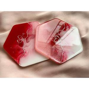 Sous-verres en résine de luxe, ensembles de service de boissons contemporains en formes ovales et rondes pour les maisons modernes - Product Image 4