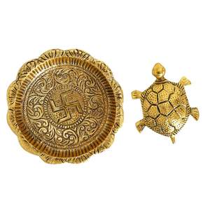 Tortue Feng Shui en métal sur plateau, objet décoratif pour la maison, figurine de tortue porte-bonheur pour la décoration Vastu, bureau, hôtel - Product Image 4