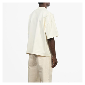 T-shirt décontracté pour homme en coton épais 200g, coupe ample vintage à épaules tombantes, effet délavé et respirant - Product Image 4