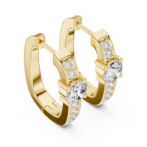 Pendientes de Aro de Corte Redondo de Excelente Calidad, Oro Sólido de 14K, Pendientes de Moda para Mujer, Joyería con Diamantes Cultivados en Laboratorio, Diseño de Aro Elegante - Product Image 2