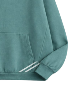 Sweat à capuche vert sarcelle pour homme, style décontracté streetwear, en molleton de coton, avec poche kangourou, logo personnalisé, vente en gros OEM - Product Image 5