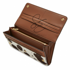 กระเป๋าสตางค์หนังแท้ลายดอกทานตะวันแกะสลักด้วยมือสำหรับผู้หญิง กระเป๋าคลัทช์หนังวัวลายขนสัตว์ กระเป๋าสตางค์ยาวสไตล์คาวเกิร์ล กระเป๋าคลัทช์ลายดอกไม้แบบวินเทจ - Product Image 4