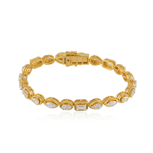 4.63 Ct 14K Yellow <b>Gold</b> Lab Grown Diamond Tennis Bracelet Multi Shape Diamond Bracelet Fine Jewelry Wholesale - Product Image 1