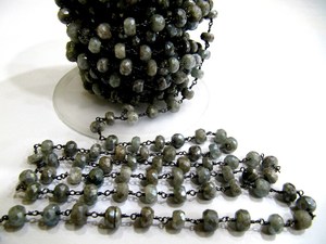 Perles facettées rondes en labradorite naturelle et argentite, plaquées argent, or et noir, 6-7 mm, pour la fabrication de bijoux et colliers - Product Image 1