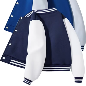 Boys' Baseball Collar Jacket with Button Front & Pockets Warm Winter Outerwear Suitable School Uniforms Machine-Washable Button - Product Image 1