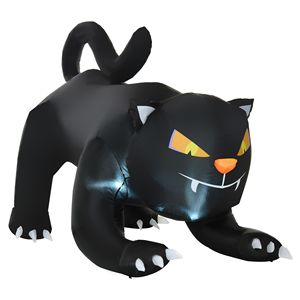 Gatto Nero Gonfiabile di Halloween da 1,9 m, Impermeabile, con LED per Esterni, in PVC e Tessuto Oxford - Product Image 1