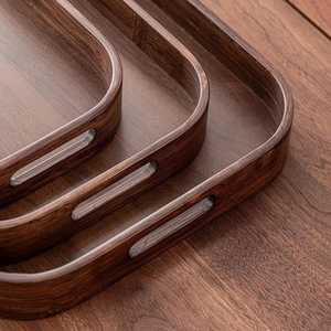 Hand Crafted Natural Acacia Wooden Tea Serving <b>Tray</b> with Handles, Multipurpose Platter for <b>Snacks</b> and Fruit - Product Image 3