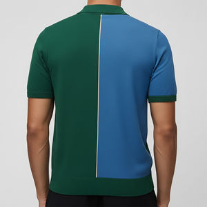 Camisetas polo personalizadas de punto para hombre, con bloques de color, corte ajustado, transpirables y de secado rápido, con logo impreso personalizado y cremallera. - Product Image 6